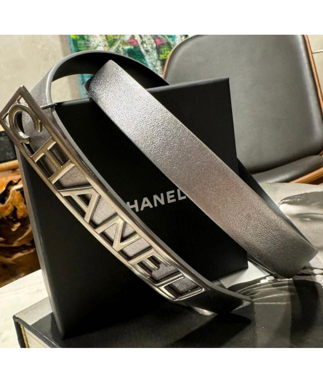 CHANEL Серебрянный кожаный ремень, фото 4