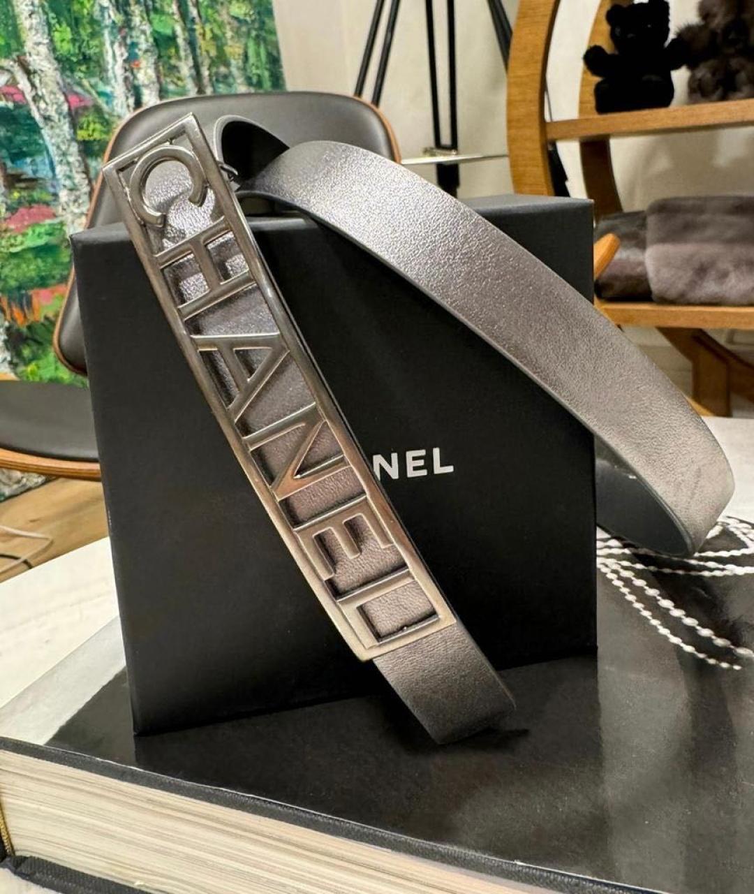 CHANEL Серебрянный кожаный ремень, фото 3