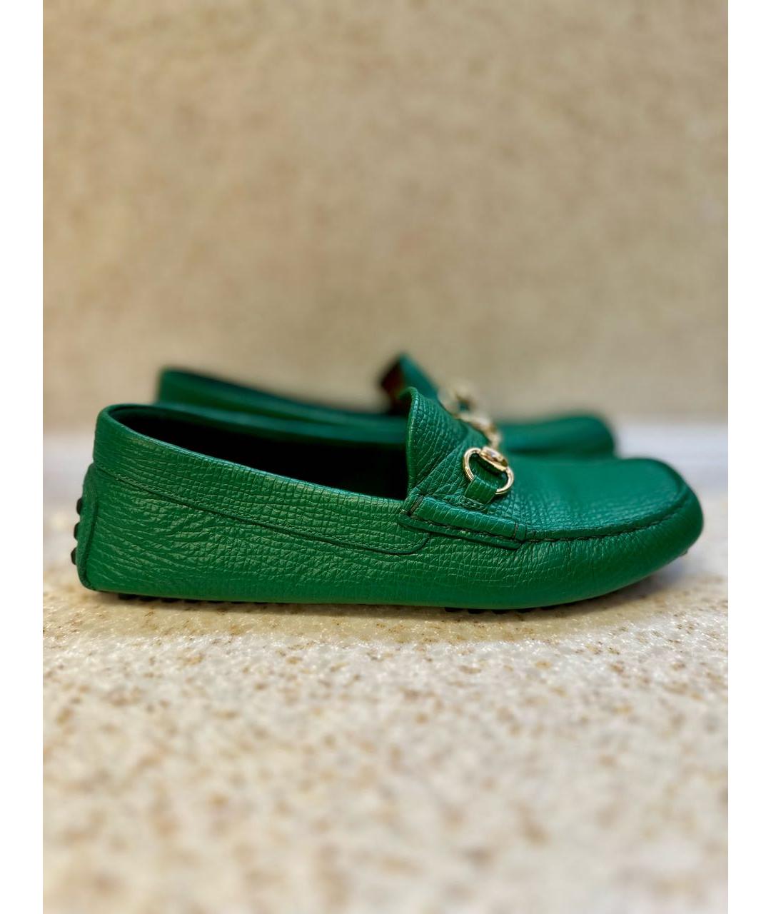 GUCCI Зеленые кожаные мокасины, фото 9