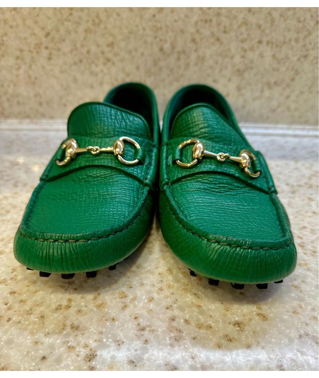 GUCCI Зеленые кожаные мокасины, фото 2
