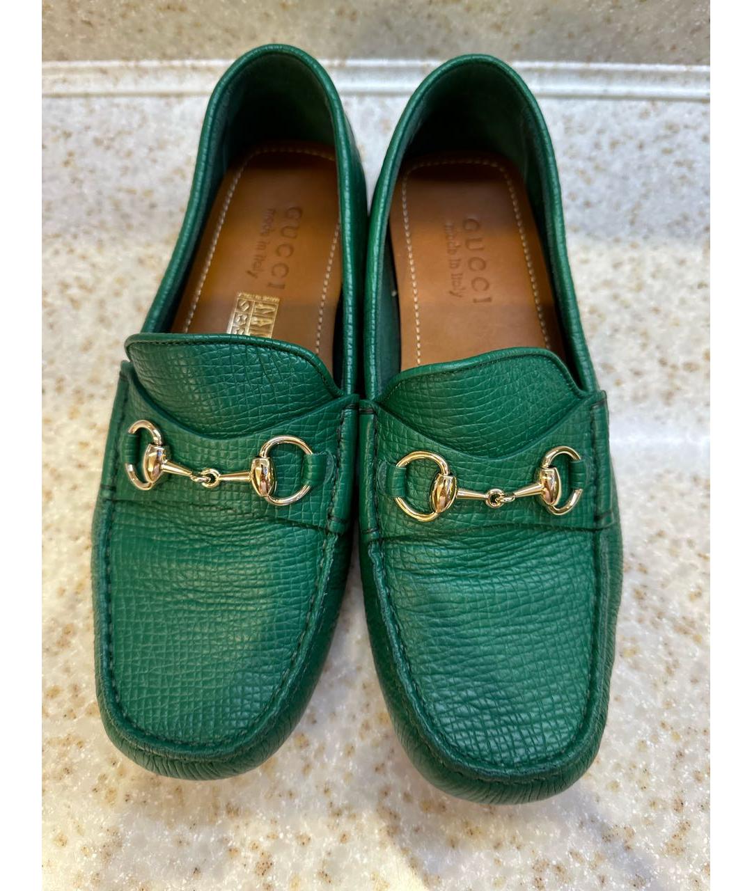 GUCCI Зеленые кожаные мокасины, фото 5