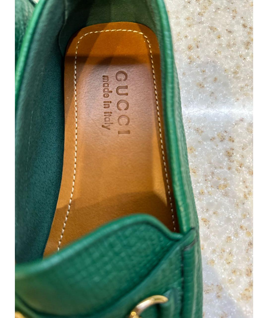 GUCCI Зеленые кожаные мокасины, фото 8
