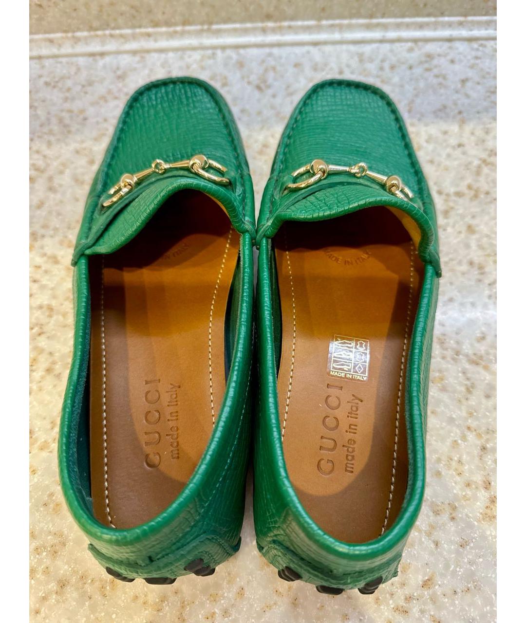 GUCCI Зеленые кожаные мокасины, фото 3