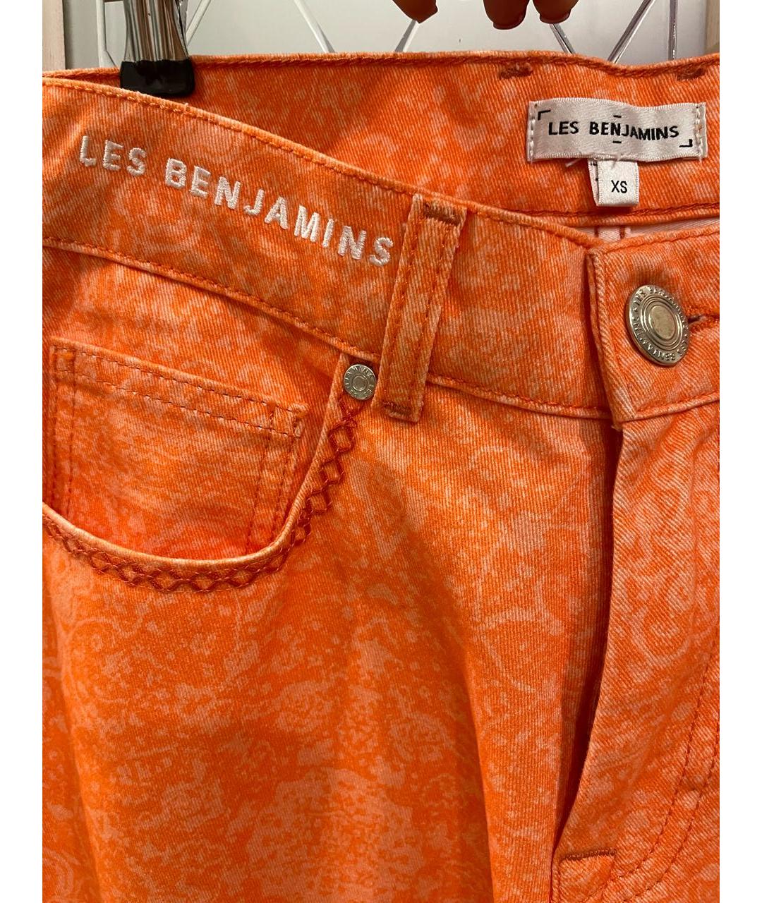 LES BENJAMINS Оранжевое хлопковые прямые брюки, фото 3