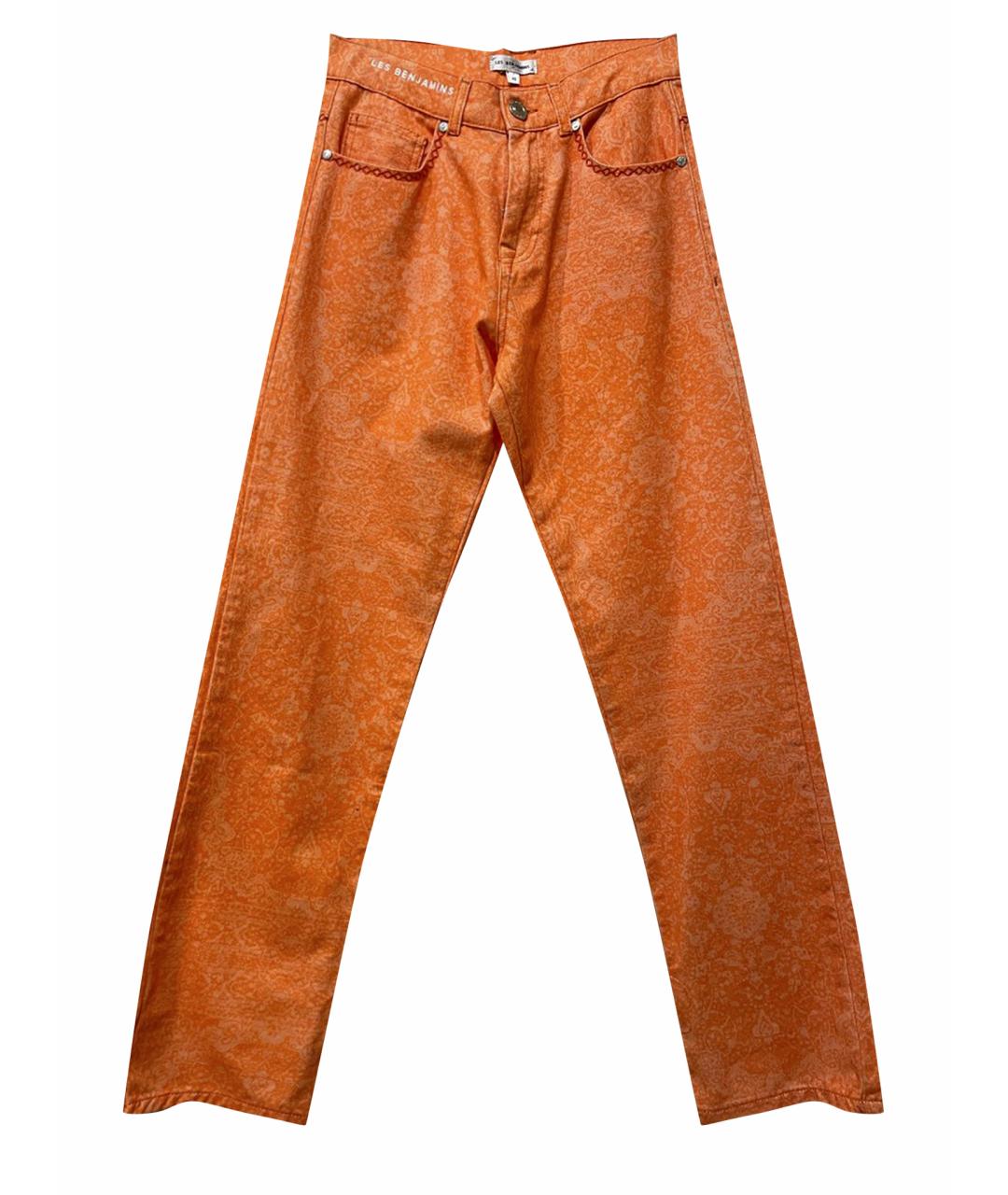 LES BENJAMINS Оранжевое хлопковые прямые брюки, фото 1