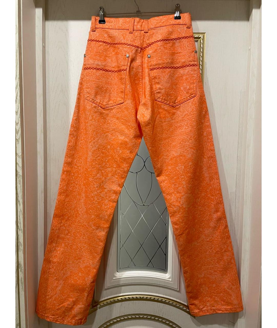 LES BENJAMINS Оранжевое хлопковые прямые брюки, фото 2
