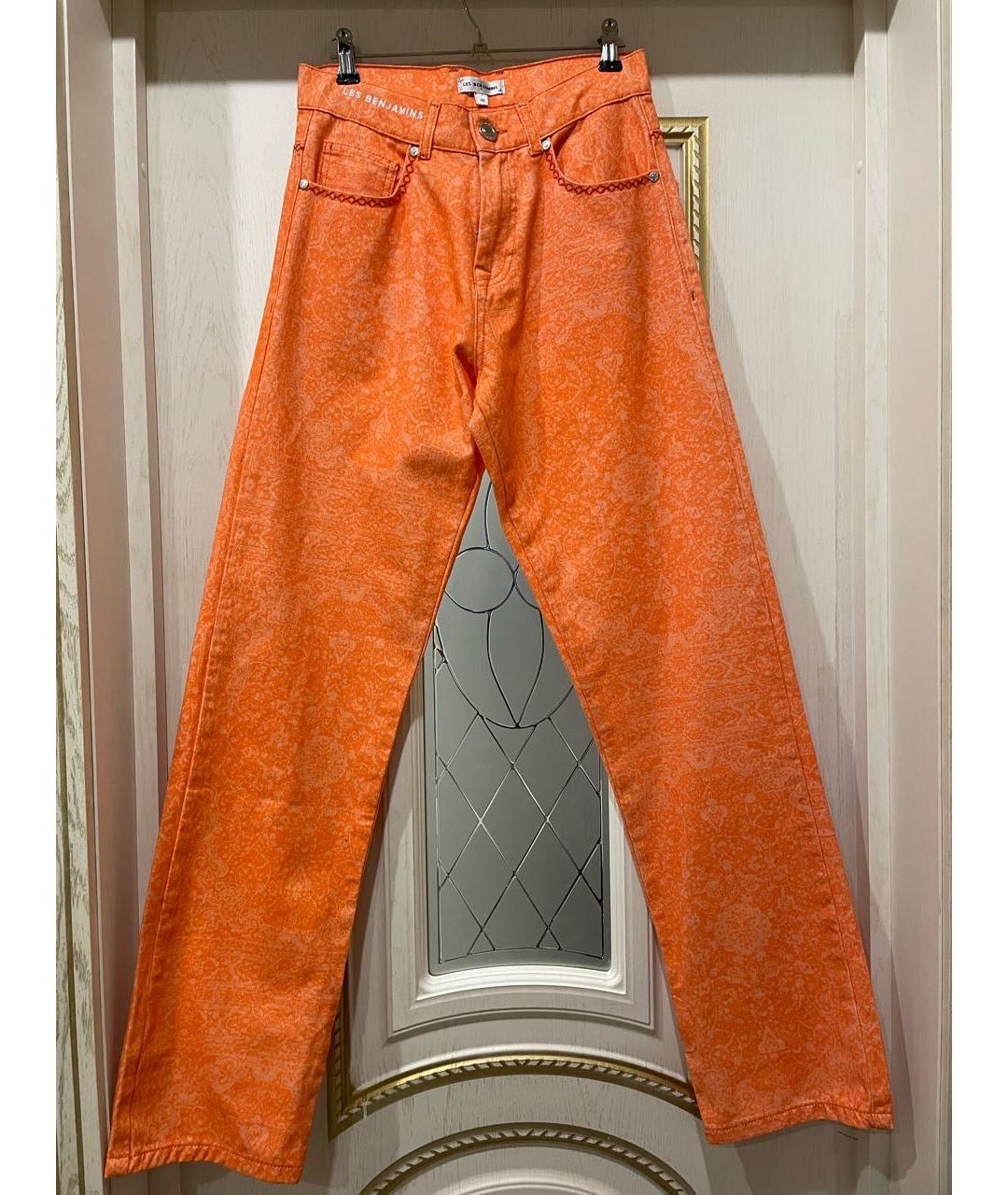 LES BENJAMINS Оранжевое хлопковые прямые брюки, фото 9
