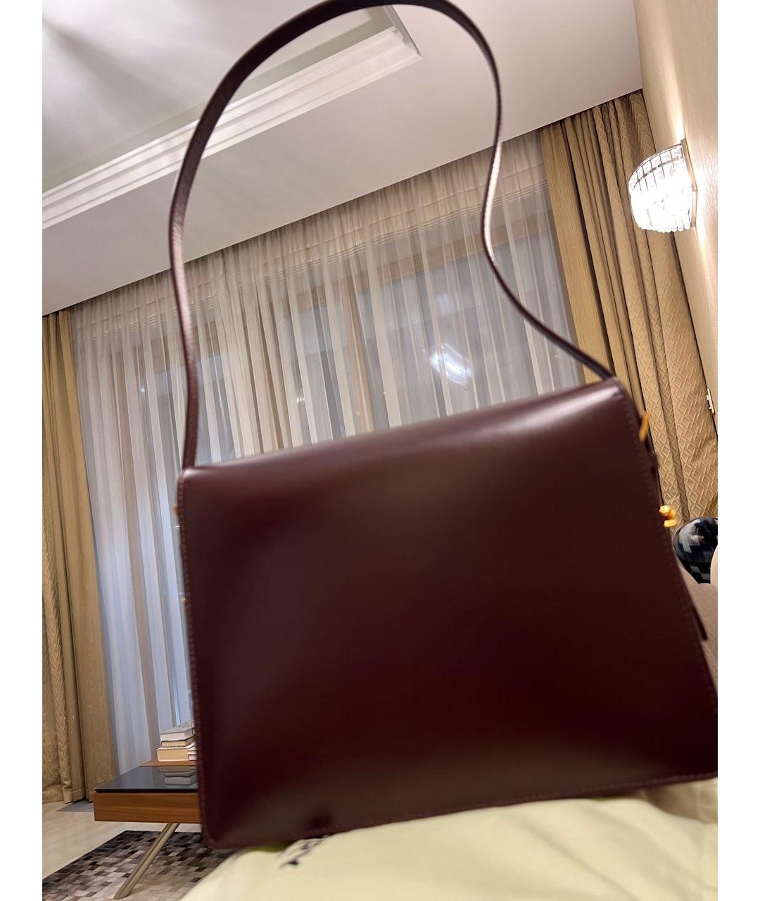 BURBERRY Бордовая кожаная сумка с короткими ручками, фото 3