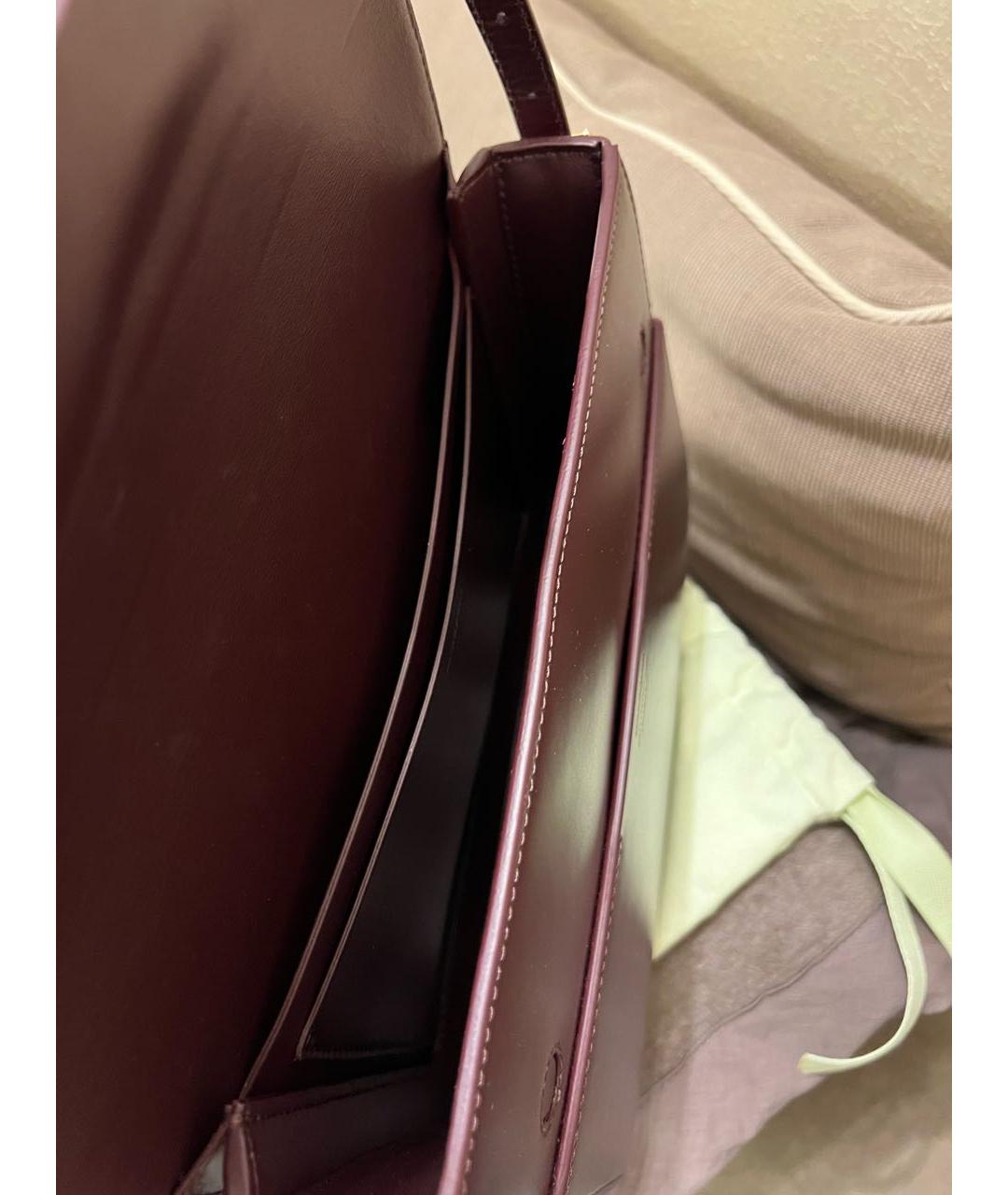 BURBERRY Бордовая кожаная сумка с короткими ручками, фото 7