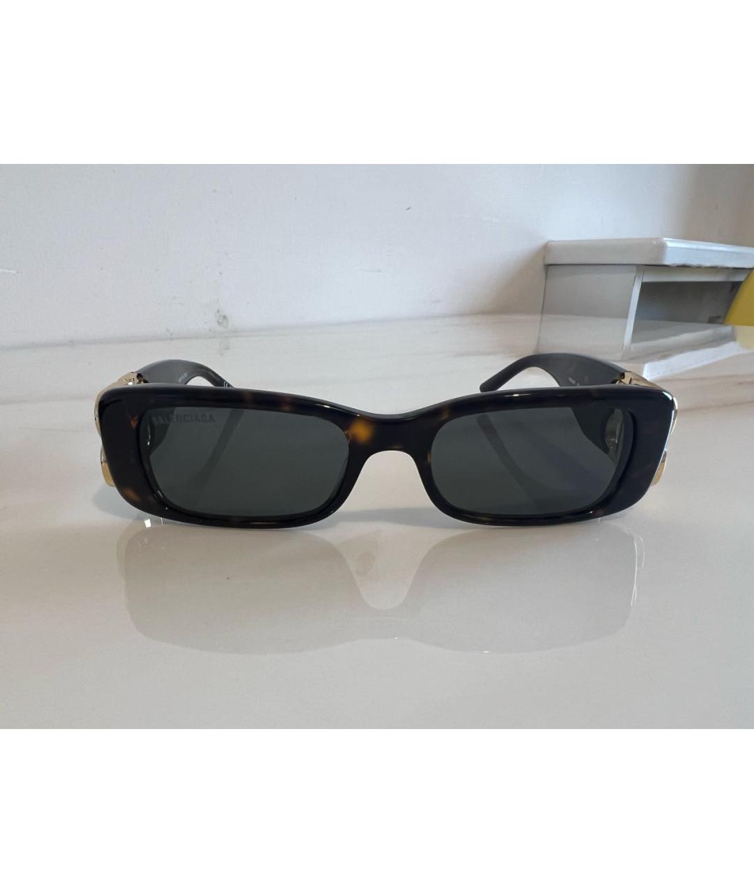 BALENCIAGA Коричневые пластиковые солнцезащитные очки, фото 9