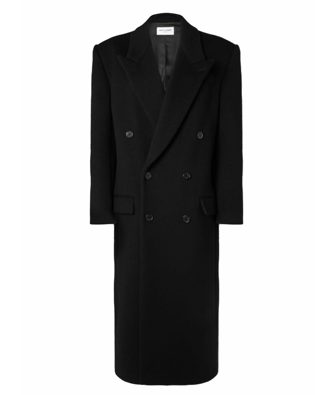 SAINT LAURENT Антрацитовое шерстяное пальто, фото 1