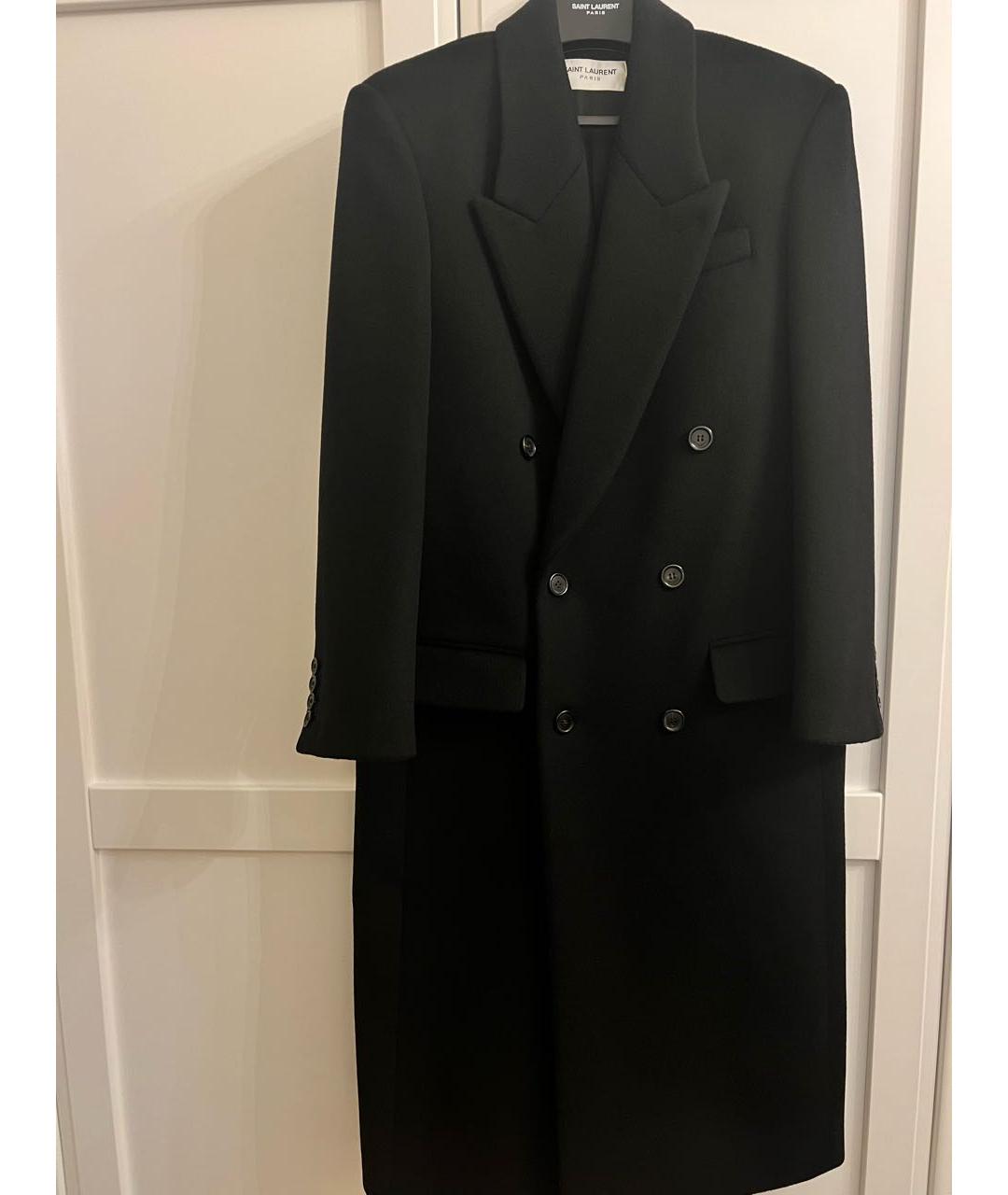 SAINT LAURENT Антрацитовое шерстяное пальто, фото 7