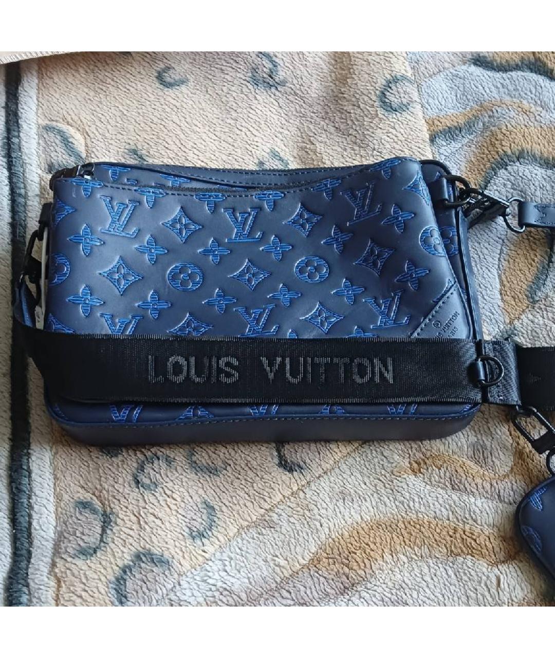 LOUIS VUITTON Темно-синяя кожаная поясная сумка, фото 10
