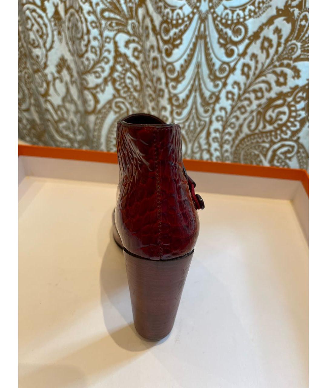 LOUIS VUITTON Бордовые кожаные ботильоны, фото 5