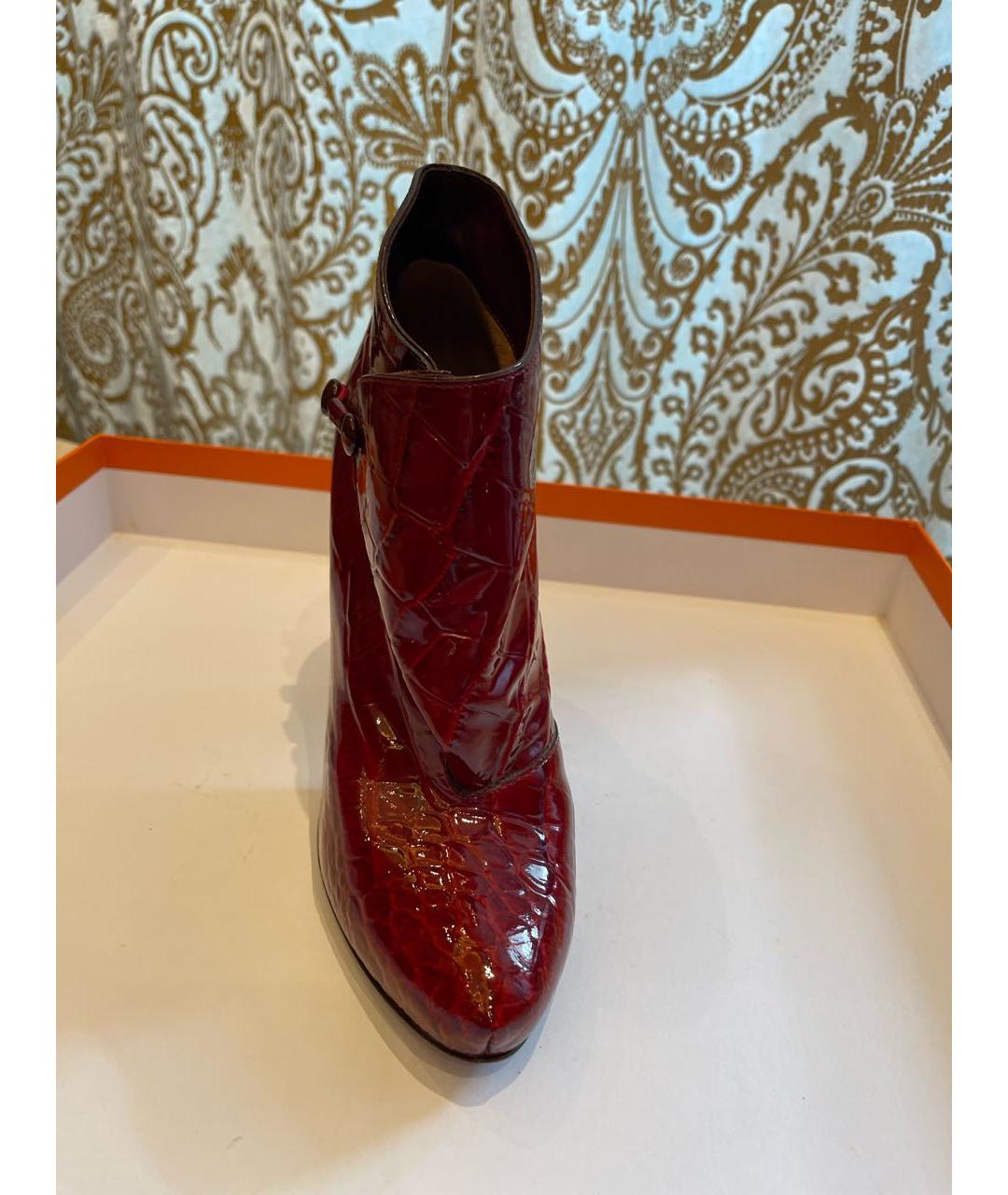 LOUIS VUITTON Бордовые кожаные ботильоны, фото 3