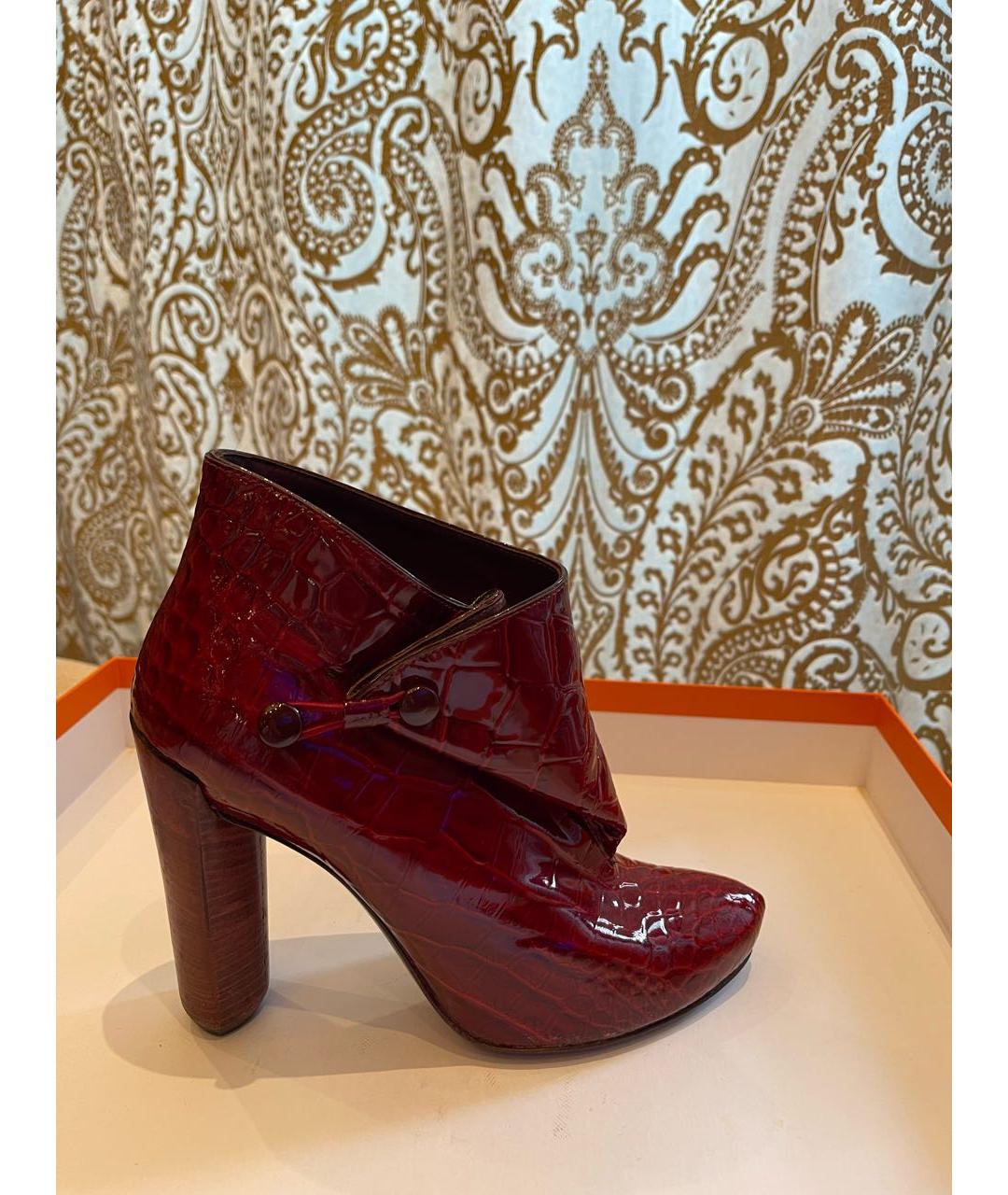 LOUIS VUITTON Бордовые кожаные ботильоны, фото 4