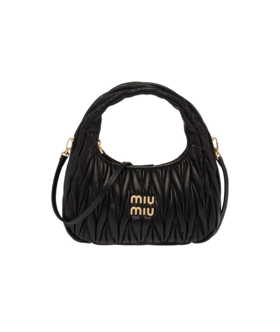MIU MIU Черная кожаная сумка с короткими ручками, фото 5