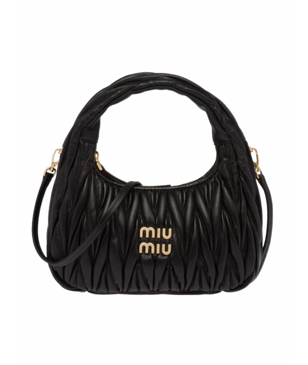 MIU MIU Черная кожаная сумка с короткими ручками, фото 1