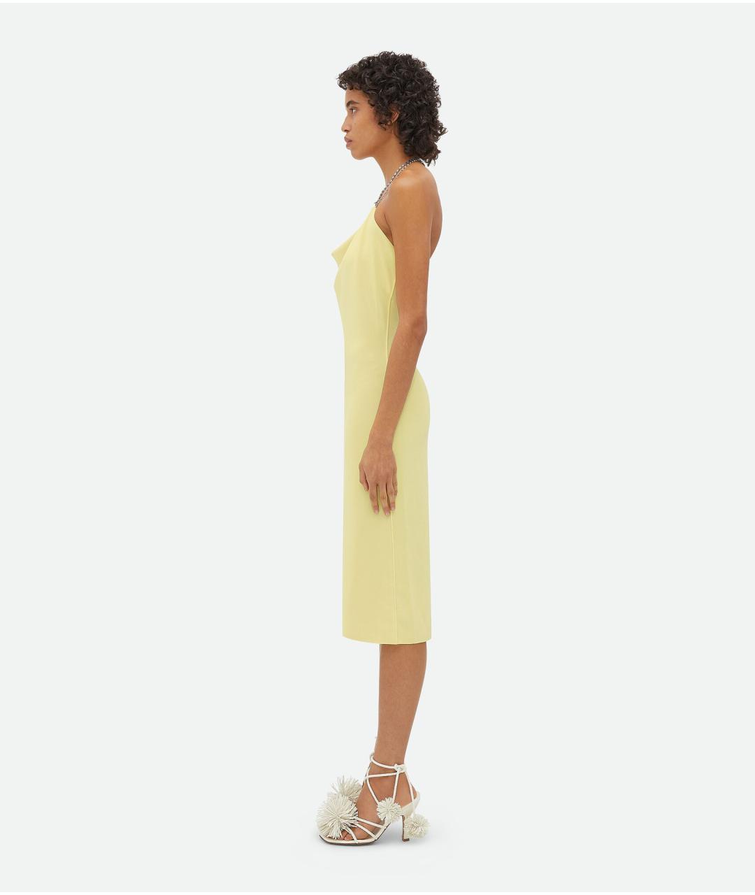 BOTTEGA VENETA Желтое вискозное коктейльное платье, фото 3