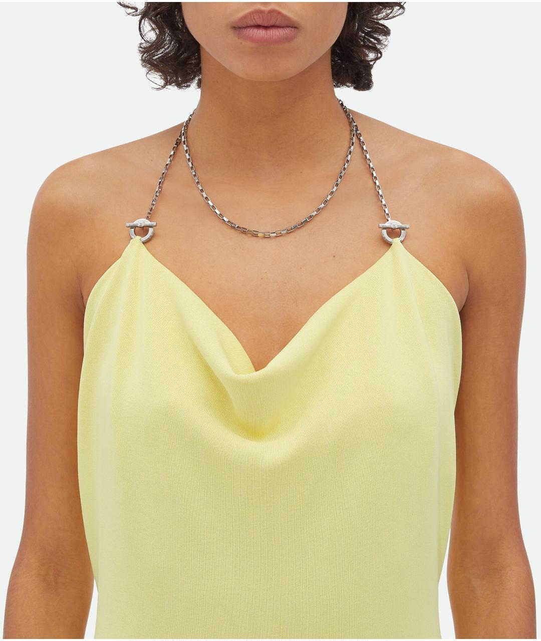 BOTTEGA VENETA Желтое вискозное коктейльное платье, фото 5