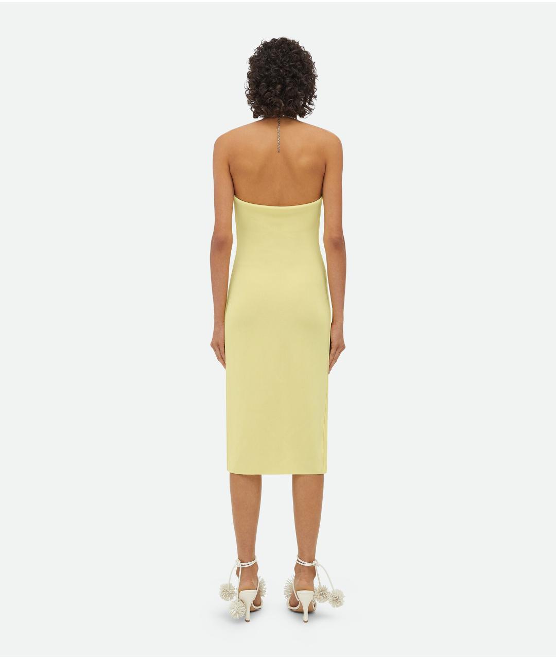 BOTTEGA VENETA Желтое вискозное коктейльное платье, фото 4