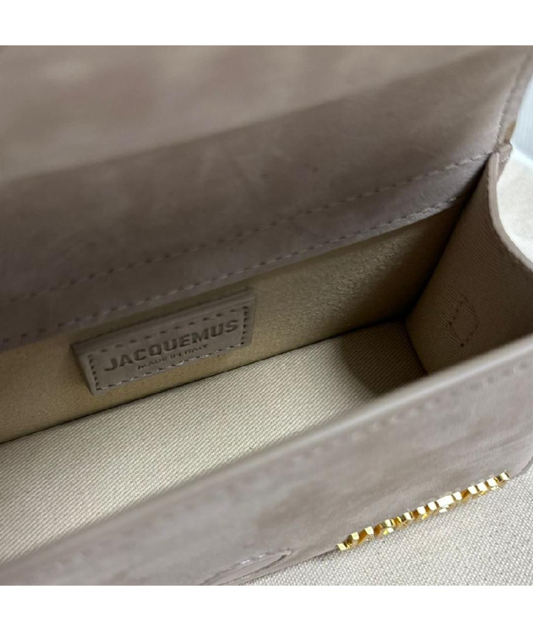 JACQUEMUS Серая замшевая сумка через плечо, фото 4