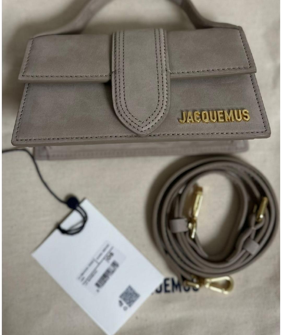 JACQUEMUS Серая замшевая сумка через плечо, фото 2