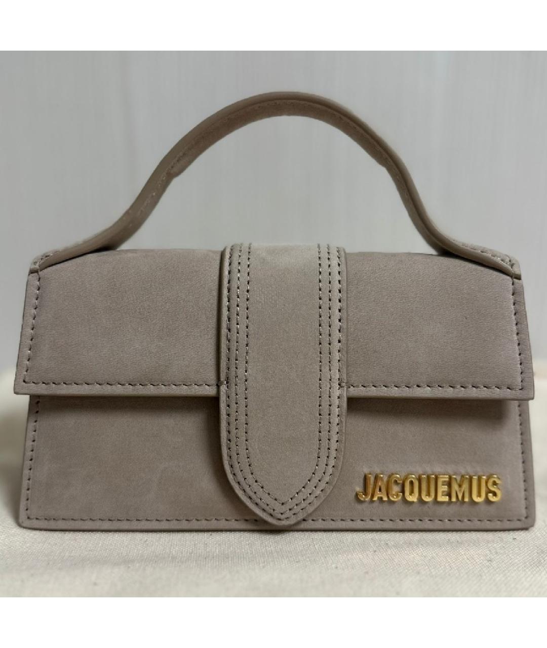 JACQUEMUS Серая замшевая сумка через плечо, фото 7