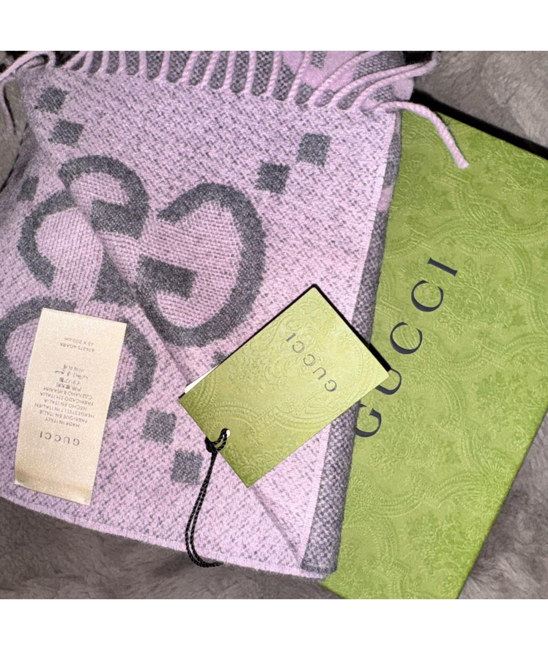 GUCCI Фиолетовый кашемировый шарф, фото 6