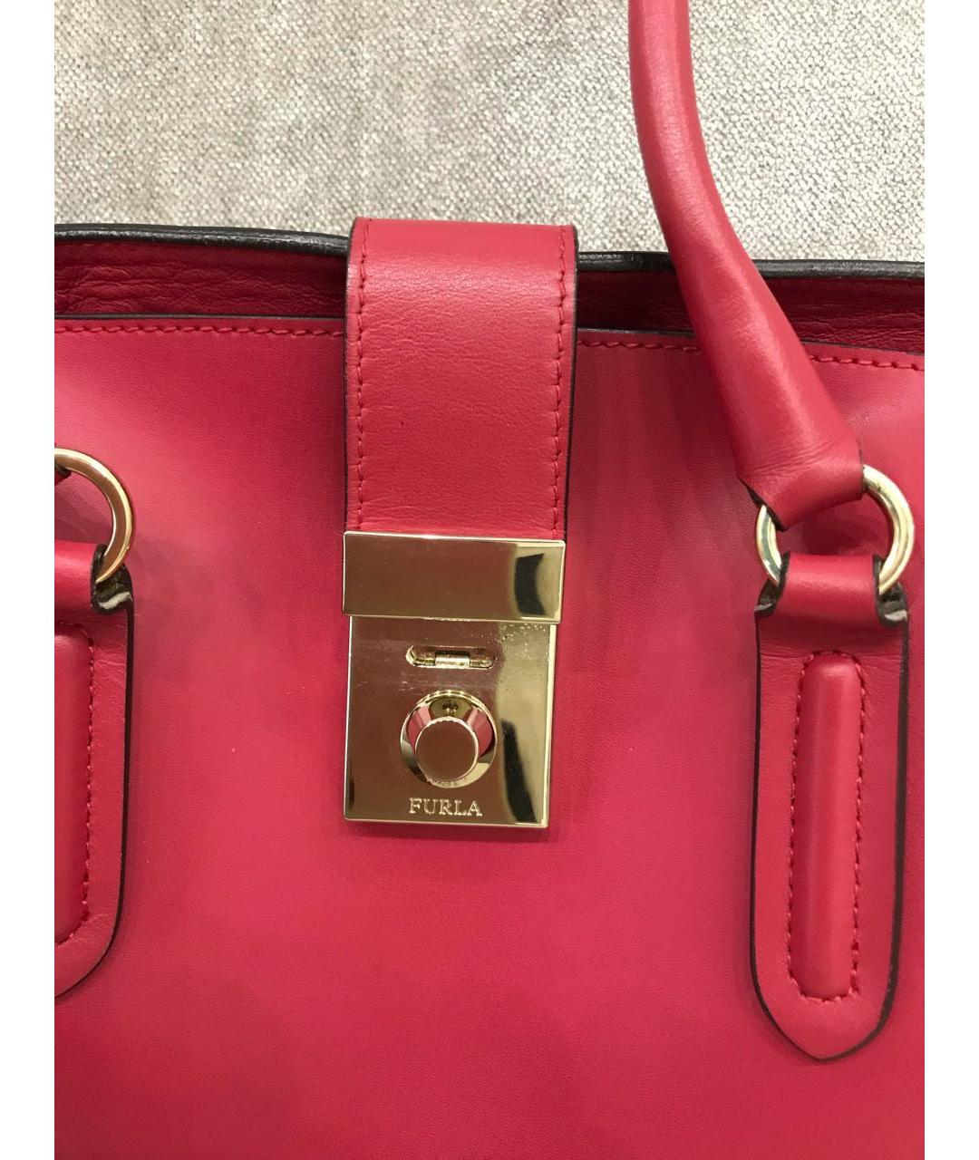 FURLA Красная кожаная сумка с короткими ручками, фото 7