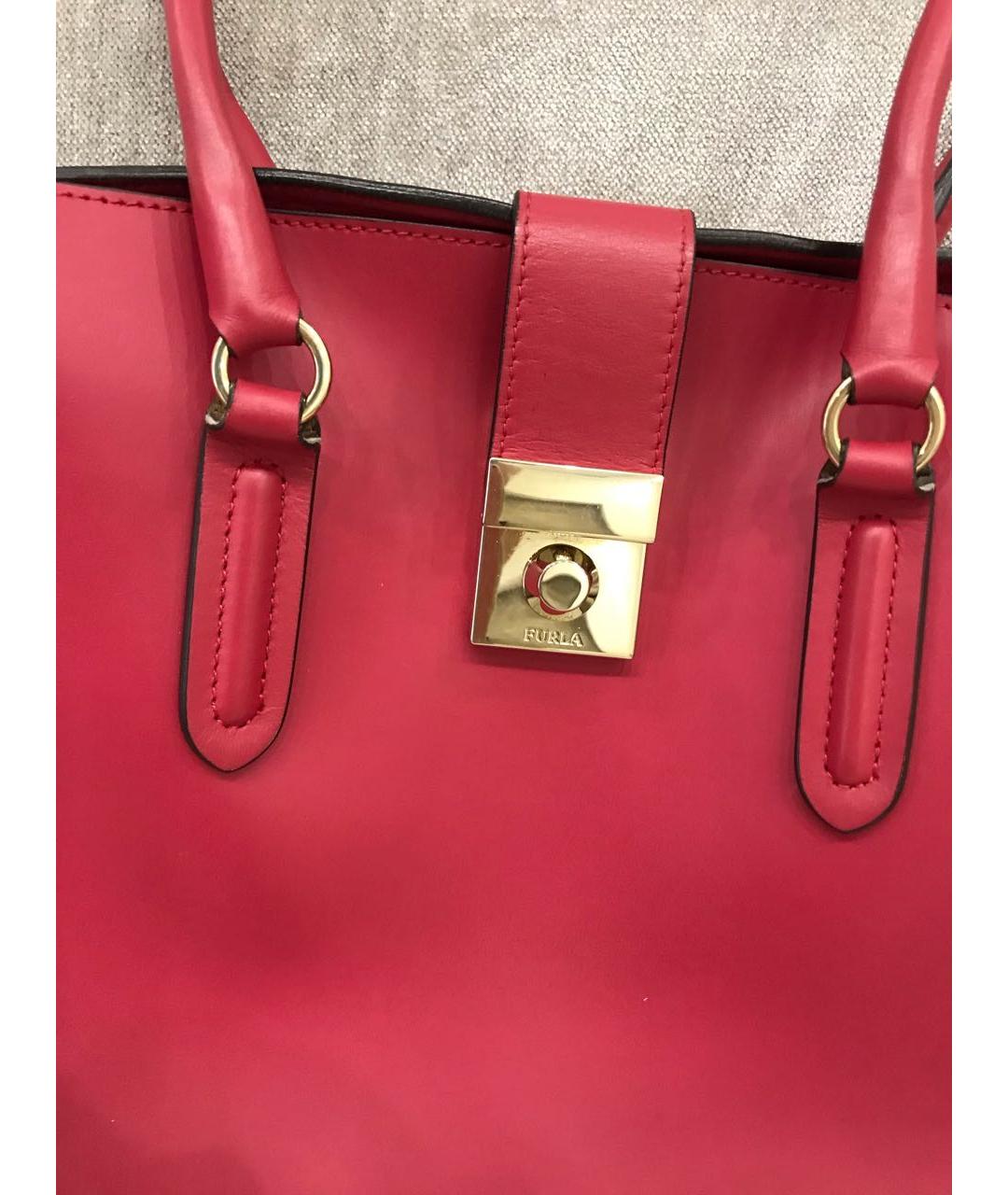 FURLA Красная кожаная сумка с короткими ручками, фото 6