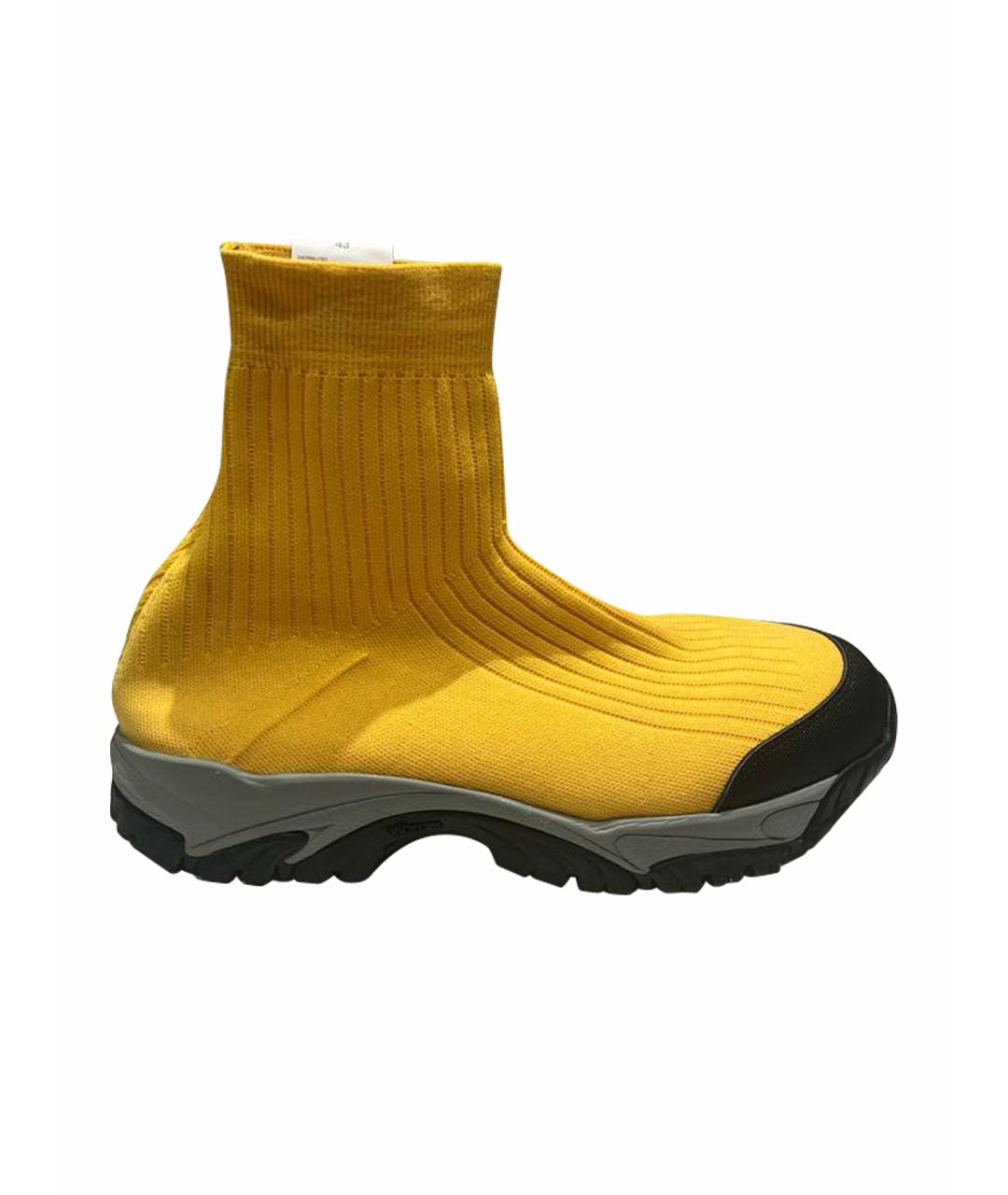 MAISON MARGIELA Желтые текстильные высокие кроссовки / кеды, фото 1