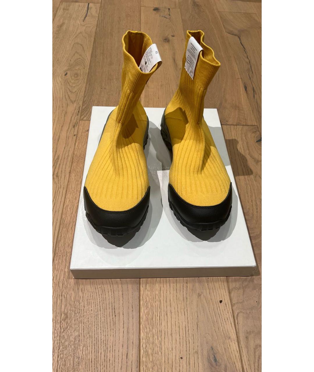 MAISON MARGIELA Желтые текстильные высокие кроссовки / кеды, фото 2