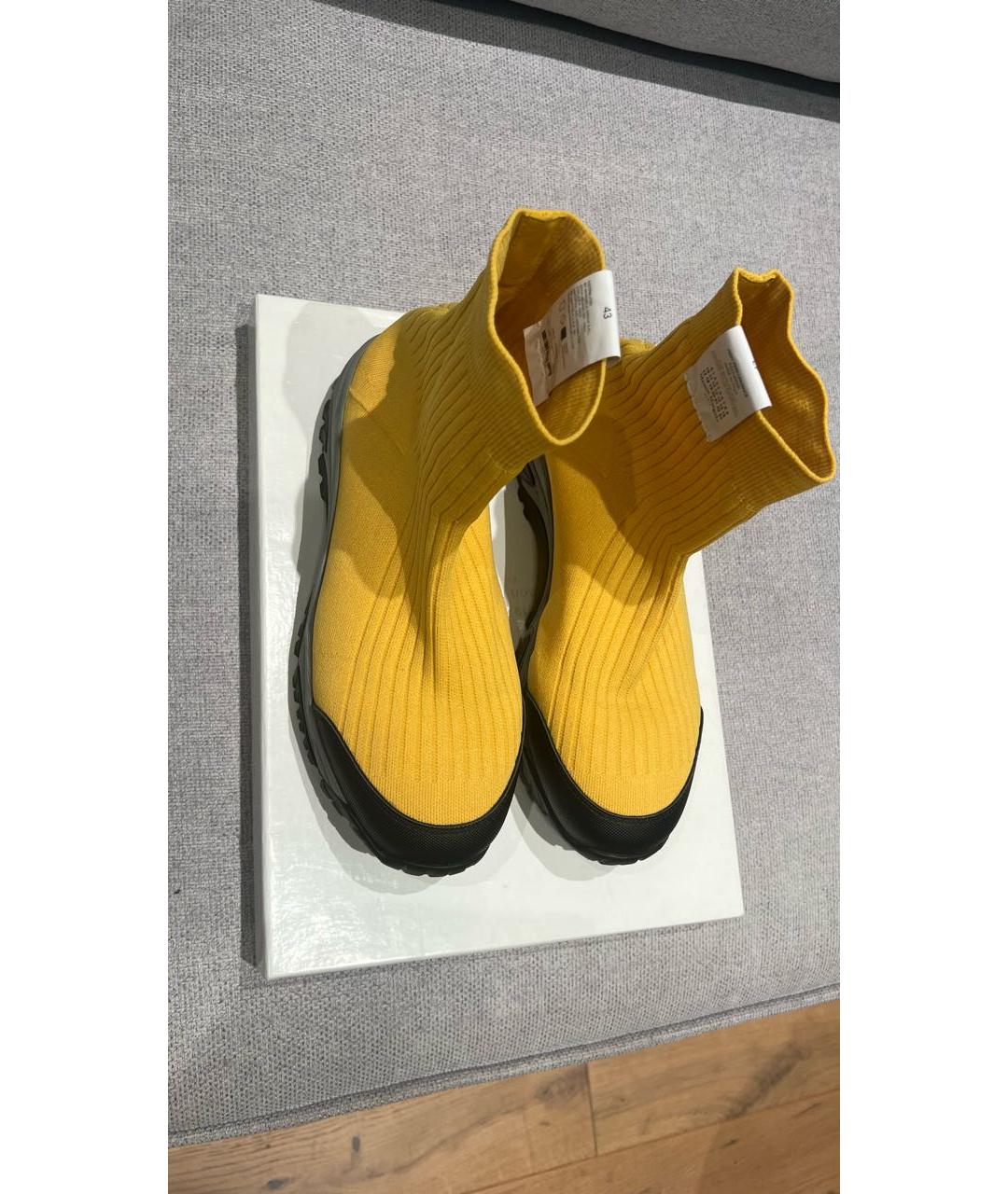 MAISON MARGIELA Желтые текстильные высокие кроссовки / кеды, фото 3