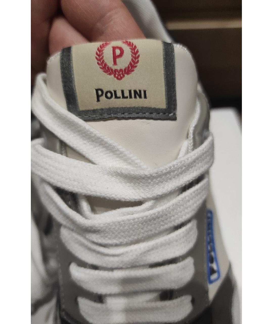POLLINI Белые кожаные низкие кроссовки / кеды, фото 9