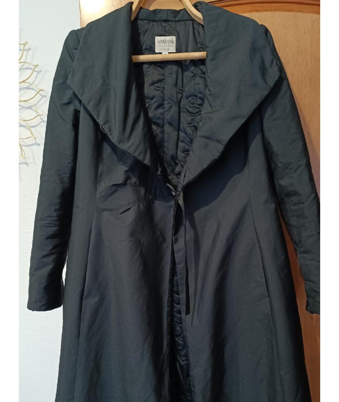 ARMANI COLLEZIONI Черное полиэстеровое пальто, фото 2