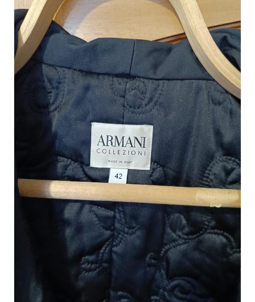 ARMANI COLLEZIONI Черное полиэстеровое пальто, фото 4