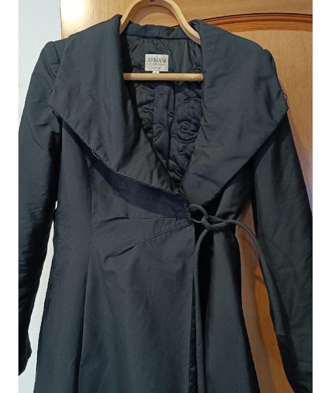 ARMANI COLLEZIONI Черное полиэстеровое пальто, фото 3