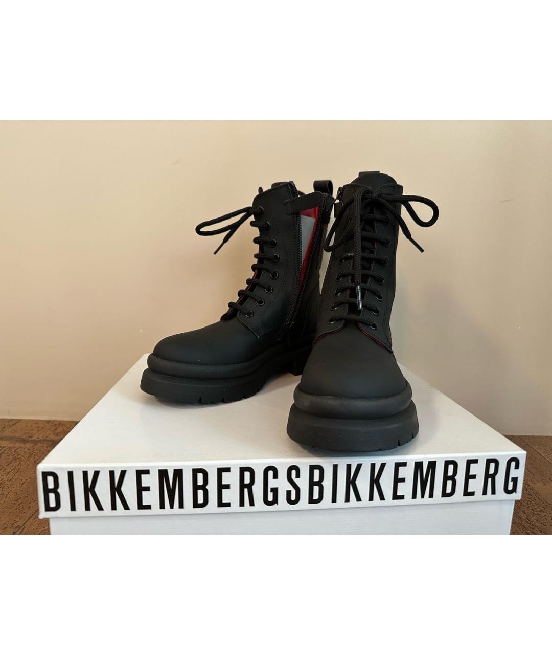 BIKKEMBERGS Черные кожаные ботинки, фото 2