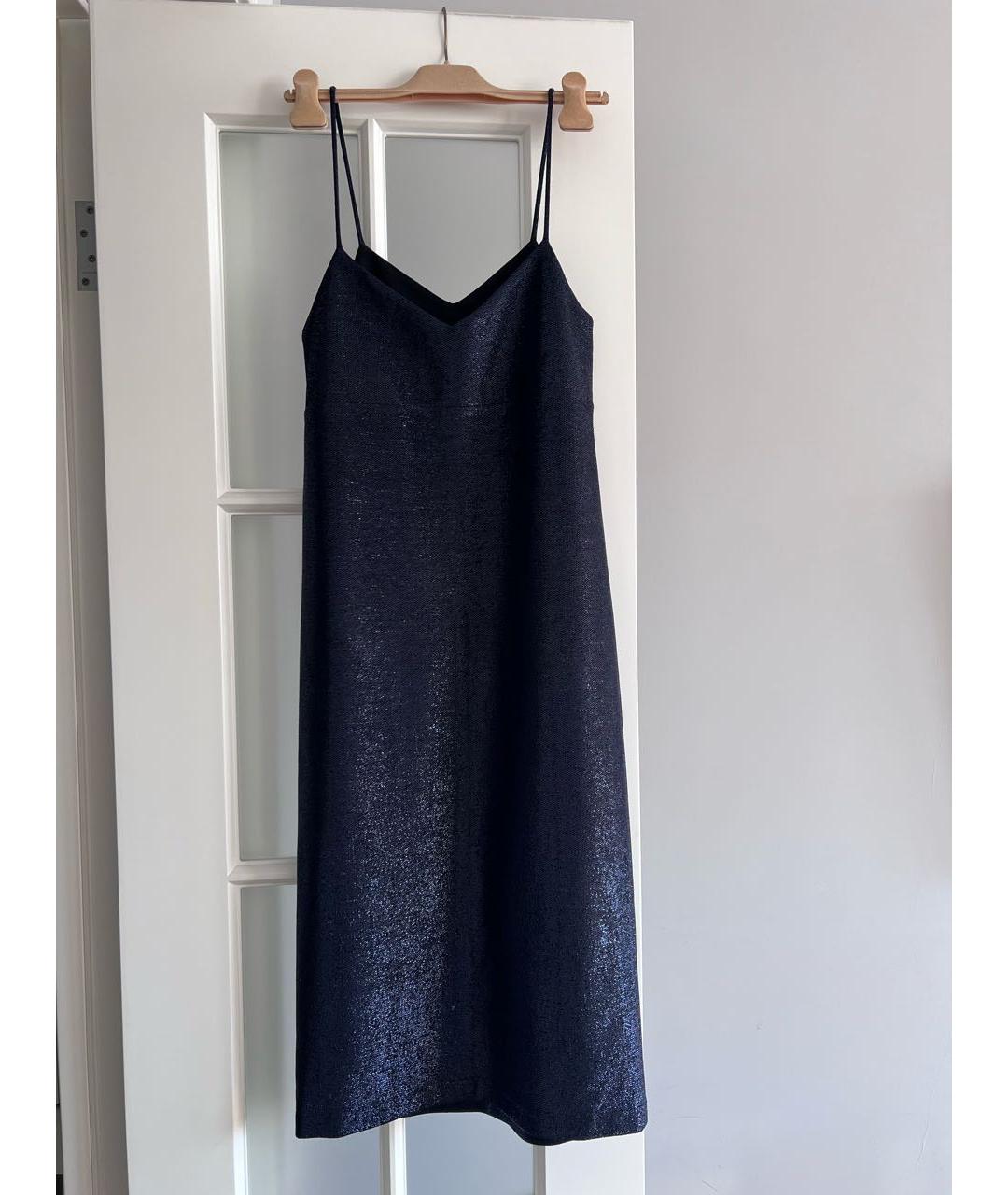 JIL SANDER Темно-синее вискозное платье, фото 2