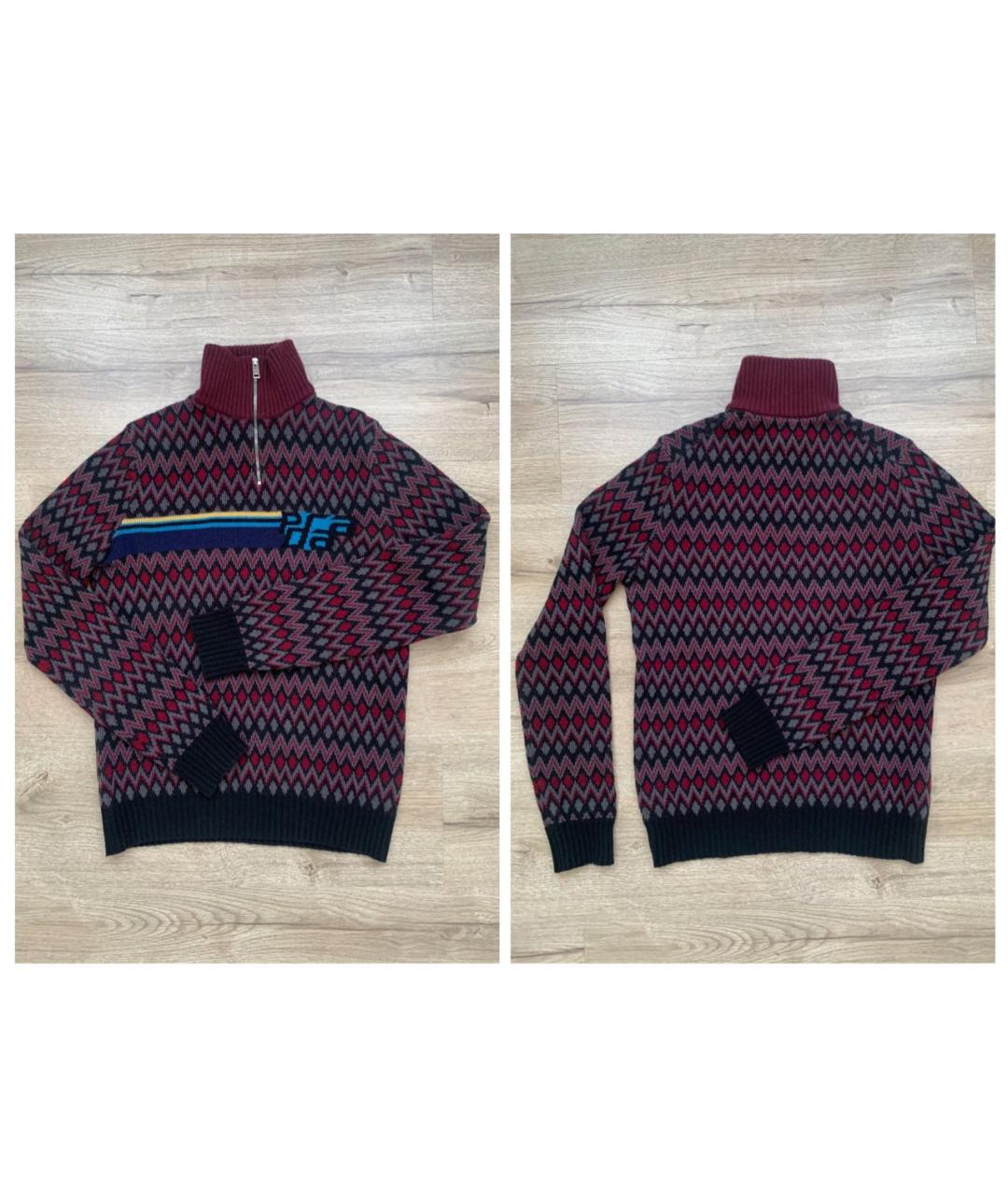 PRADA Бордовый шерстяной джемпер / свитер, фото 7