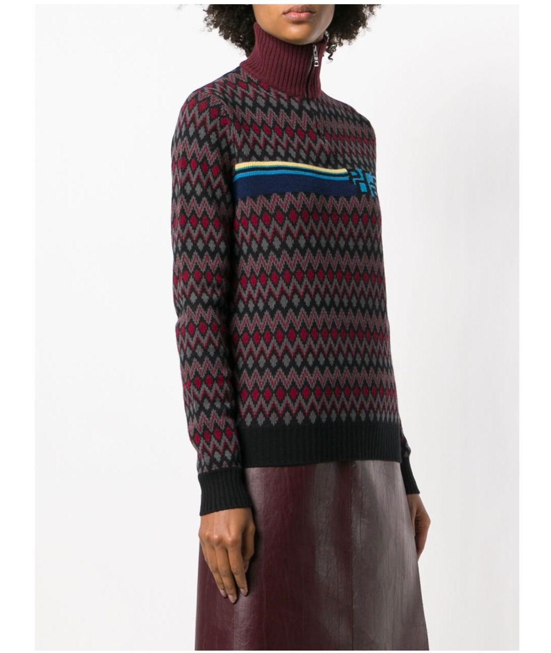 PRADA Бордовый шерстяной джемпер / свитер, фото 4