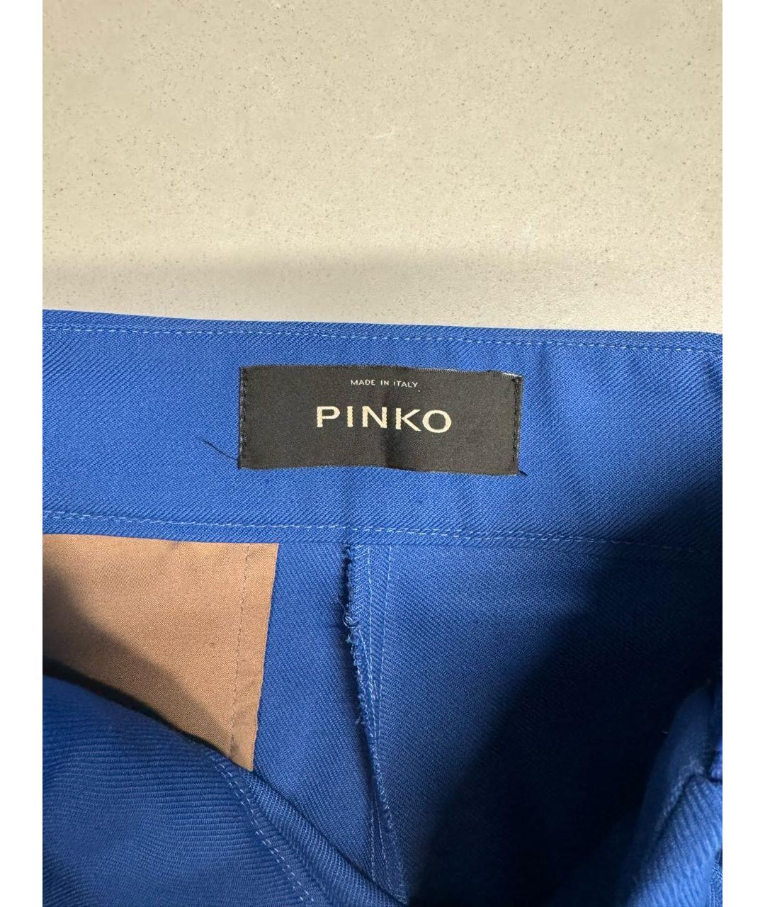 PINKO Синие шерстяные брюки узкие, фото 3