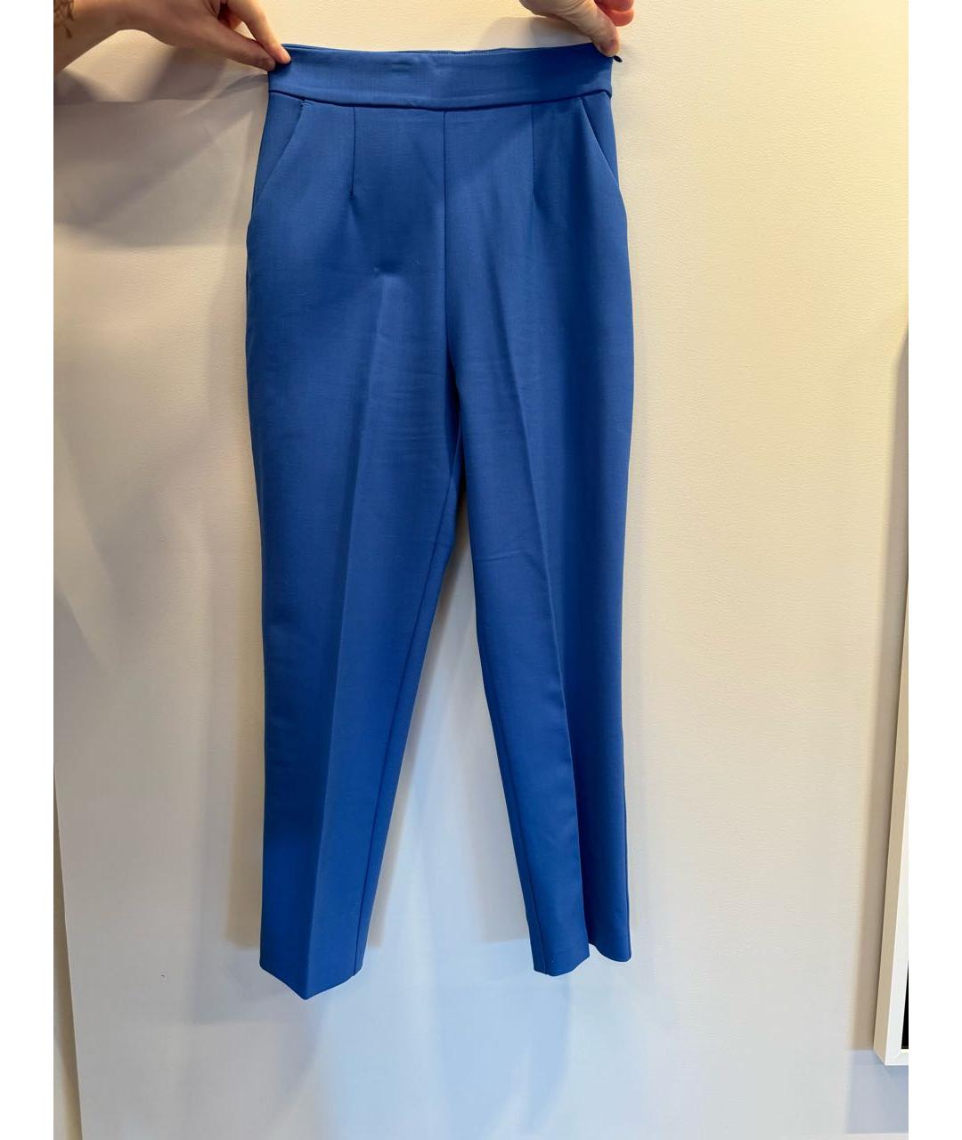 PINKO Синие шерстяные брюки узкие, фото 9