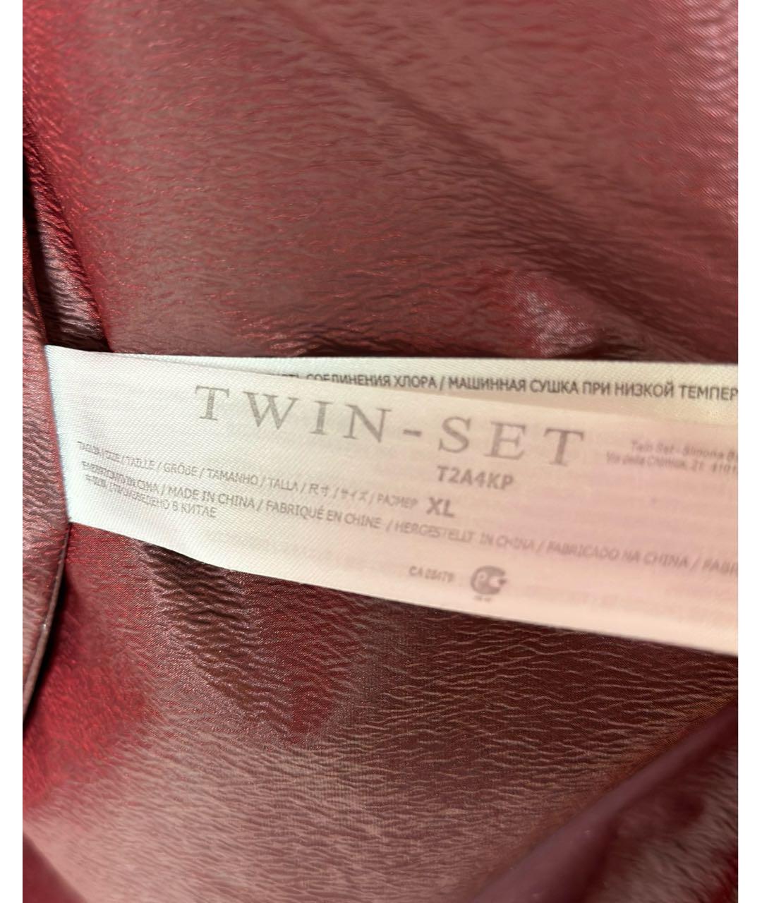 TWIN-SET Бордовый полиэстеровый пуховик, фото 8