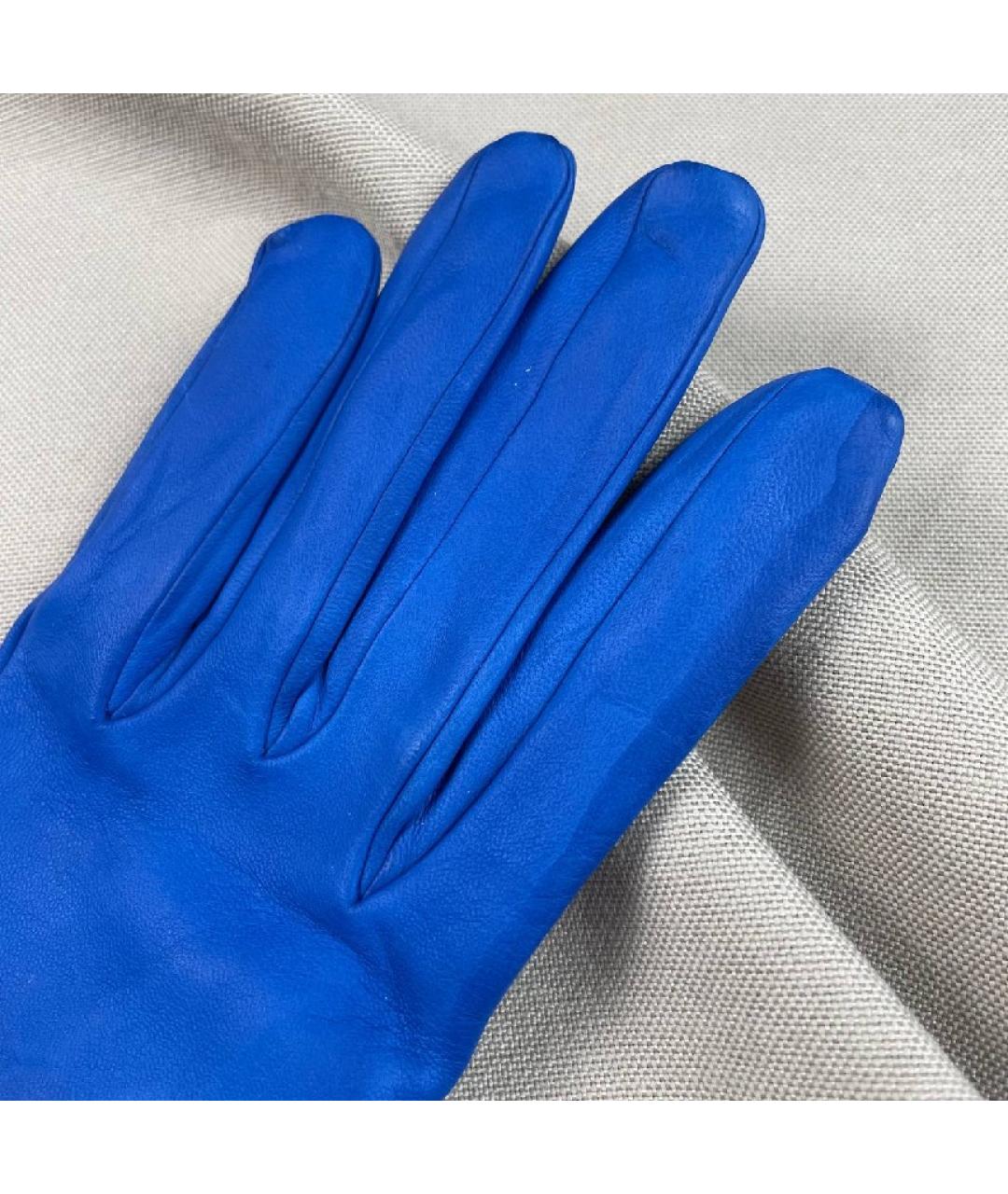 HERMES Синие кожаные перчатки, фото 9