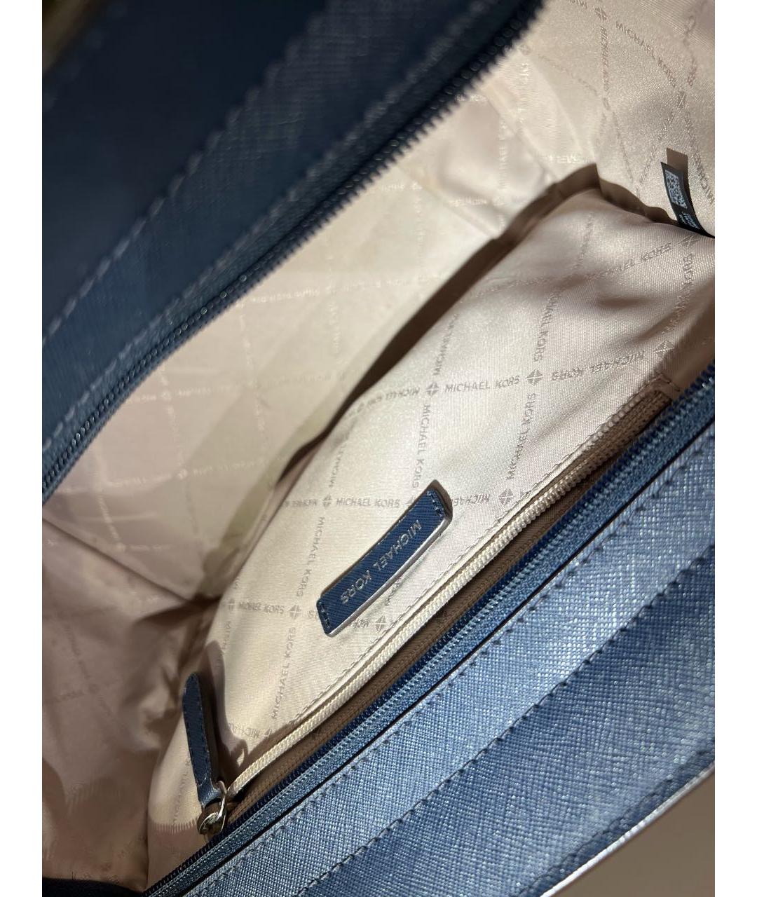 MICHAEL KORS Синяя кожаная сумка с короткими ручками, фото 5