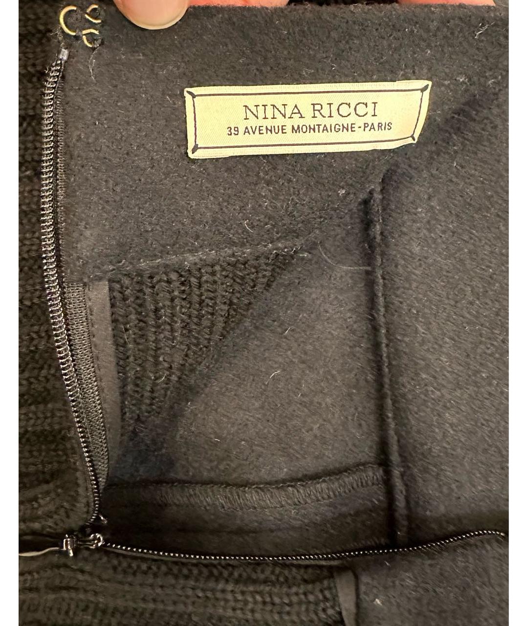 NINA RICCI Черная шерстяная юбка миди, фото 4