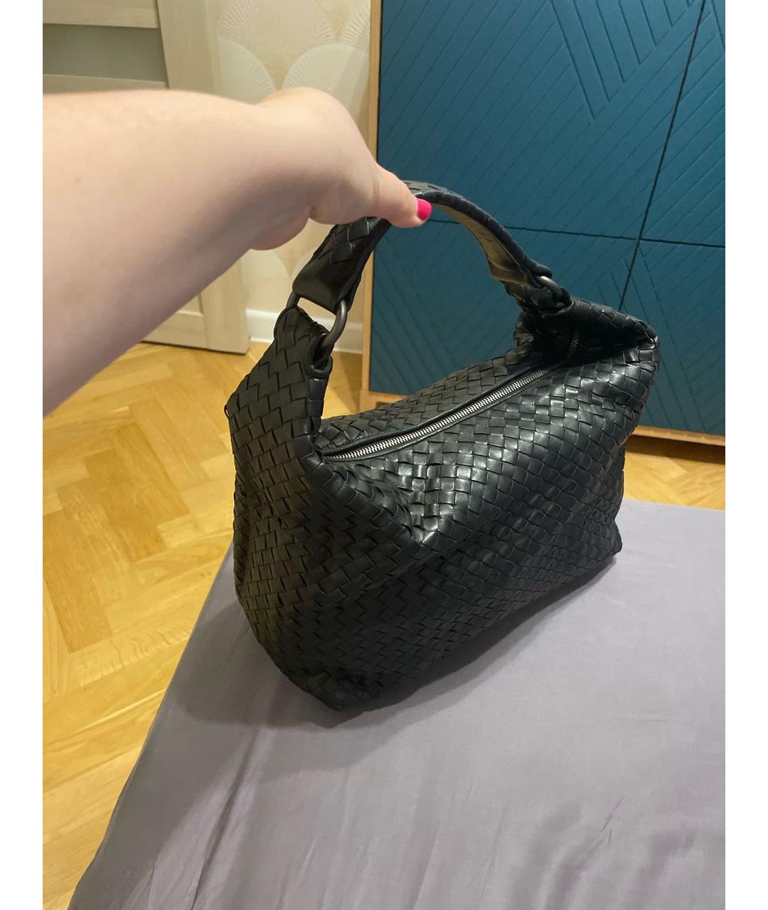 BOTTEGA VENETA Черная кожаная сумка с короткими ручками, фото 2