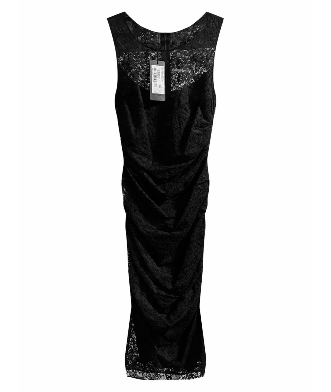 DOLCE&GABBANA Черное хлопко-эластановое коктейльное платье, фото 1